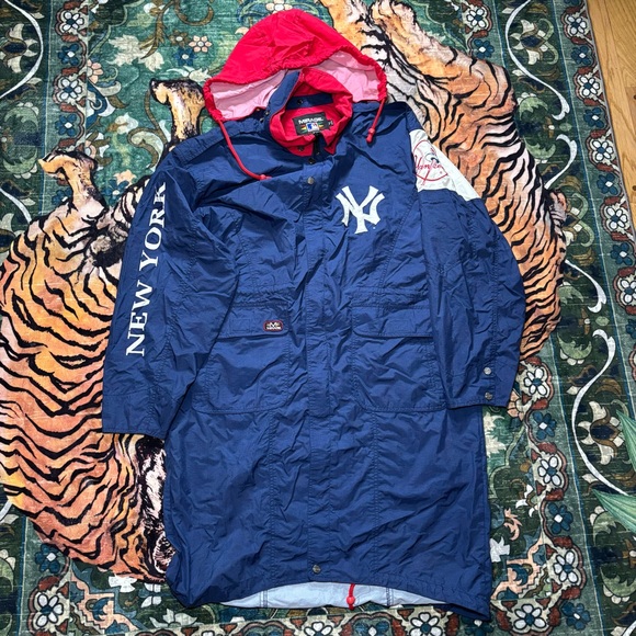 MLB Other - Vintage 90s MLB New York Yankees Mirage Parka Jacket Trench Coat Windbreaker Zip